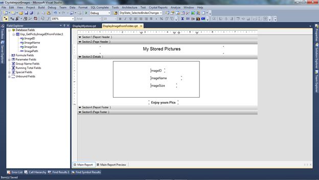 Drag image field to Crystal report